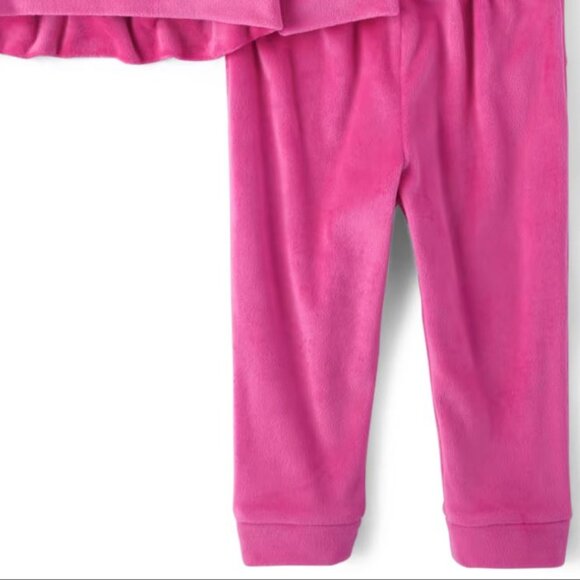 ❤ NWT The Children’s Place Toddler Girls Heart Velour 2-Piece Outfit Set - Pink - Picture 2 of 9